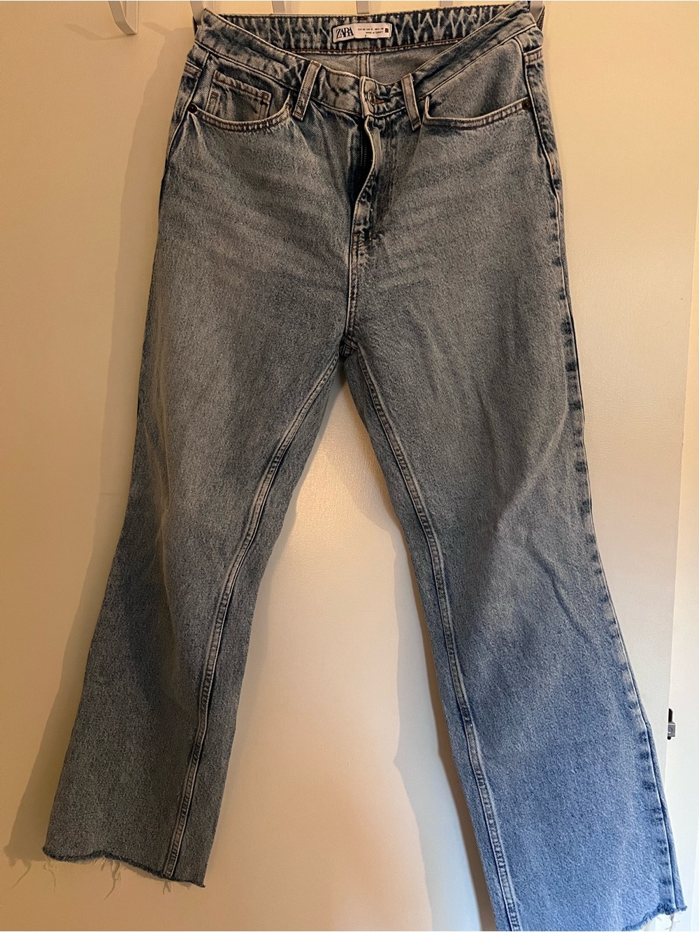 Zara Washed Light Blue Flare Jeans